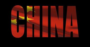 Cina nazione nome con nazionale bandiera salutando. grafico sosta video