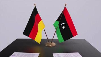 Libia y Alemania política relación animación. camaradería acuerdo movimiento gráfico video