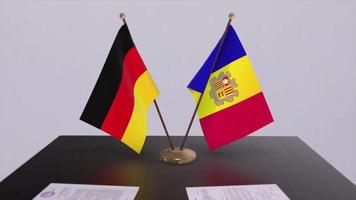 Andorra and Germany politics relationship animation. Partnership deal motion graphic video