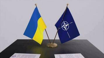 Ukraine und nato Flaggen auf Politik Treffen Animation video