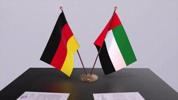 Emirati Arabi Uniti e Germania politica relazione animazione. associazione affare movimento grafico video