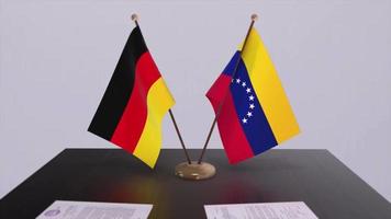 Venezuela and Germany politics relationship animation. Partnership deal motion graphic video