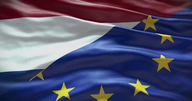 Olanda e europeo unione bandiera sfondo. relazione fra nazione governo e Unione Europea video