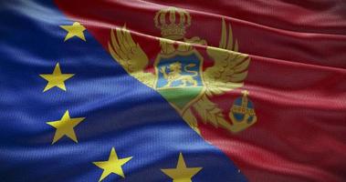 Montenegro und europäisch Union Flagge Hintergrund. Beziehung zwischen Land Regierung und EU video