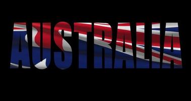 Australien Land Name mit National Flagge winken. Grafik Zwischenstopp video