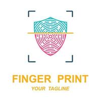 fingerprint identification logo with slogan template vector