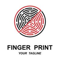 fingerprint identification logo with slogan template vector