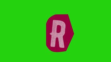 alfabeto r - papel de animación de nota de rescate cortado en pantalla verde video