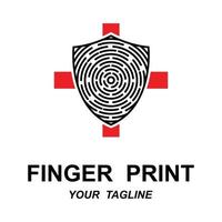 fingerprint identification logo with slogan template vector