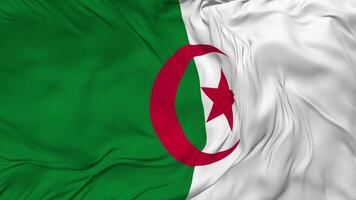 Algeria Flag Seamless Looping Background, Looped Bump Texture Cloth Waving Slow Motion, 3D Rendering video