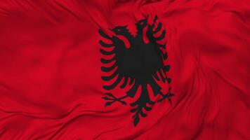 Albania Flag Seamless Looping Background, Looped Bump Texture Cloth Waving Slow Motion, 3D Rendering video