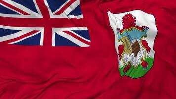 Bermudes drapeau sans couture boucle arrière-plan, en boucle bosse texture tissu agitant lent mouvement, 3d le rendu video