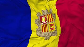 Andorra Flag Seamless Looping Background, Looped Bump Texture Cloth Waving Slow Motion, 3D Rendering video