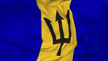 Barbados vlag naadloos looping achtergrond, lusvormige buil structuur kleding golvend langzaam beweging, 3d renderen video