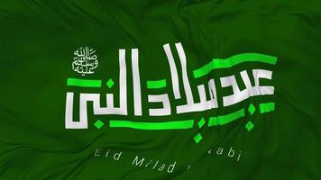 Eid Milad un Nabi, Eid Mawlid An Nabi Flag Seamless Looping Background, Looped Bump Texture Cloth Waving Slow Motion, 3D Rendering video