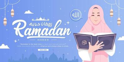 hermosa contento Ramadán Mubarak bandera vector