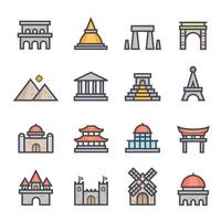 Landmark Line with Color Icon vector