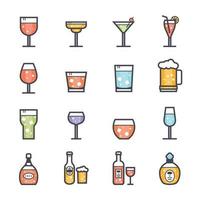 alcohol bebida línea con color icono. vector