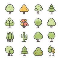 Tree Line Icon with color. vector