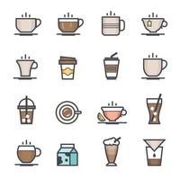 café y té línea con color icono. vector