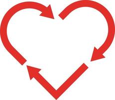 Heart mark icon consisting of arrows. Red vector. vector