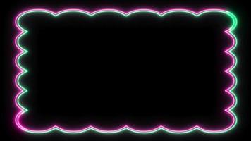 ancien néon Cadre lumière avec deux néon couleurs sur noir Contexte video
