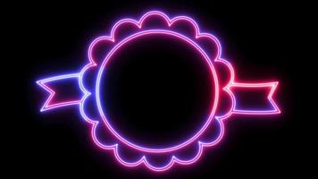 ancien néon Cadre lumière avec deux néon couleurs sur noir Contexte video