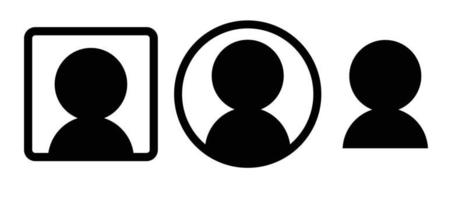 User icons of different shapes. A person surrounded by squares or circles. vector