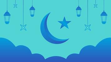 islámico antecedentes de Ramadán diseño para saludo tarjeta con azul color. islámico diseño para diseño gráfico Ramadán en musulmán cultura y islam religión. linterna y creciente ornamento para Ramadán diseño vector