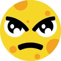 Moon with angry expression. Clip art of anger moon illustration with flat style. Cartoon character of yellow full moon icon with cute face expression for design graphic element or children education vector