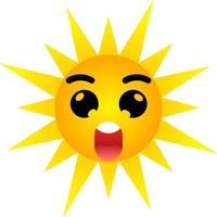 Sun character with surprised expression. Clip art of hot sun with surprised face illustration. Cartoon character of sun icon with face expression for design graphic or children education vector