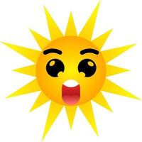 Sun character with surprised expression. Clip art of hot sun with surprised face illustration. Cartoon character of sun icon with face expression for design graphic or children education vector