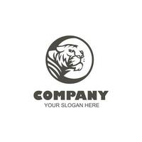 circle shape tiger silhouette logo vector