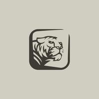 Tigre logo con cuadrado forma vector