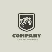 tiger logo with shield shape vector