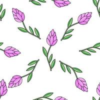 Cute Pink Flower seamless pattern. Vector illustration. Plant and nature concept. Flat cartoon style.