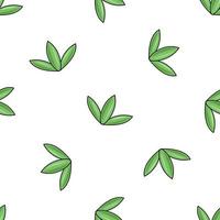 Cute three leaves seamless pattern. Vector illustration. Flat cartoon style.
