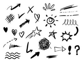 hand drawn set of abstract doodle elements. use for concept design. isolated on white background. vector illustration