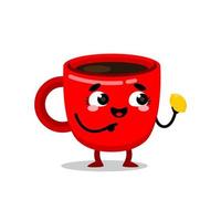cup drink mascot character holding a lemon vector