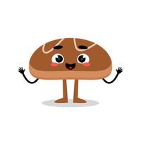 cute bread mascot with happy expression. vector