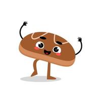 cute bread mascot with happy poses. vector