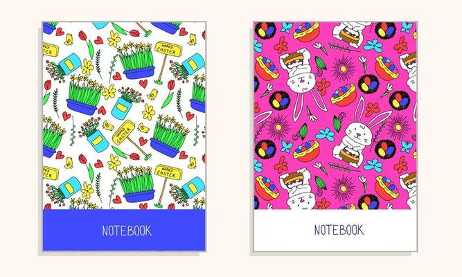 Cover for notebook with Easter symbol. Vector illustration