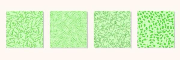 Set of spring green seamless pattern. Minimal nature pattern. Vector illustration.