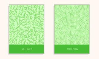 Cover the notebook with green background. Spring abstract leaves background. Vector illustraiton.