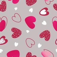 Seamless pattern with hand drawn  hearts on grey background. Valentines day concept. vector