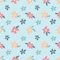 spring pattern with plants and flowers vector