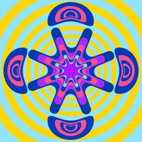 psychedelic groovy geometric background in hippie style vector