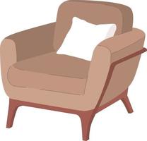 Comfy living room armchair with cushion semi flat color vector object. Editable element. Full sized icon on white. Simple cartoon style spot illustration for web graphic design and animation