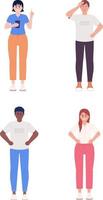 Emotionally expressive semi flat color vector characters set. Editable figures. Full body people on white. Simple cartoon style spot illustration pack for web graphic design and animation