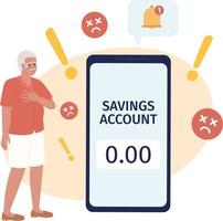 Losing money to inflation 2D vector isolated spot illustration. Flat character on cartoon background. Color editable scene for mobile, website, magazine
